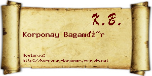 Korponay Bagamér névjegykártya